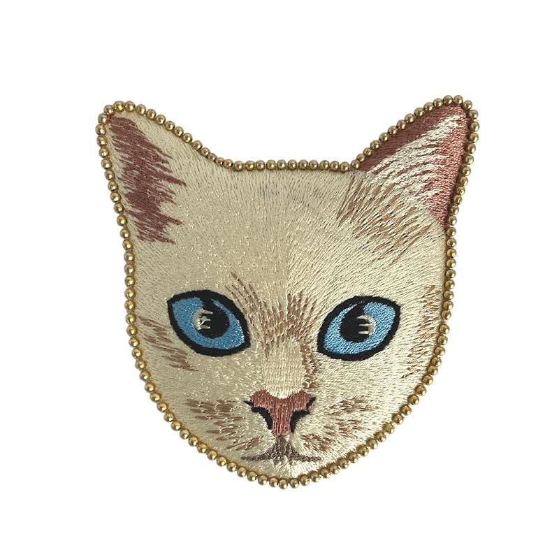 東京かんかん 猫雑貨 『キャット刺繍ミラー 1915 :ホワイト 』 手鏡 コンパクトミラー かわいい 携帯用 ミニサイズ ネコ (ホワイト)